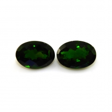 Chrome Diopside Oval 14x10mm Matching Pair Approximately 13.15 Carat