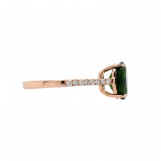 Chrome Diopside Oval 1.99 Carat Ring With Diamond Accent in 14K Rose Gold