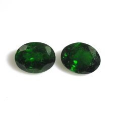 Chrome Diopside Oval 9X7mm Matching Pair Approximately 4 Carat.
