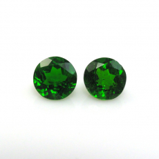 Chrome Diopside Round 5.5mm Matching Pair Approximately 1.4 Carat.
