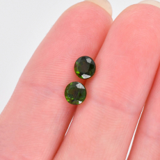 Chrome Diopside Round 5mm Matching Pair Approximately 1 Carat.