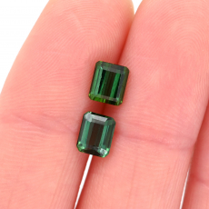 Chrome Tourmaline Emerald Cut 5.5x4.5mm Matching Pair 1.53 Carat
