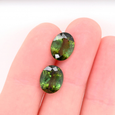 Chrome Tourmaline Oval 10x8mm Matching Pair Approximately 5.05 Carat