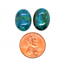 Chrysocolla Cab Oval 16x12mm Matching Pair Approximately 15 Carat
