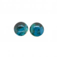Chrysocolla Cab Round 12mm Matching Pair Approximately 11.64 Carat.