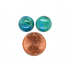 Chrysocolla Cab Round 13mm Matching Pair Approximately 14 Carat.