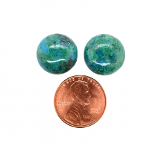 Chrysocolla Cab Round 15mm Matching Pair Approximately 20 Carat.