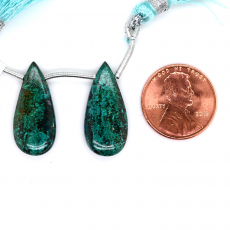 Chrysocolla Drops Almond Shape 23x11mm Drilled Beads Matching Pair