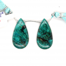 Chrysocolla Drops Almond Shape 31x16mm Drilled Beads Matching Pair