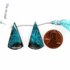 Chrysocolla Drops Conical Shape 27x17mm Drilled Bead Matching Pair
