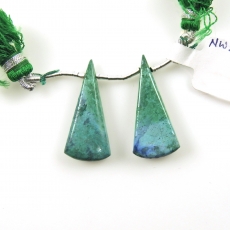 Chrysocolla Drops Conical Shape 28x13mm Drilled Beads Matching Pair