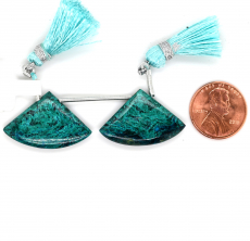 Chrysocolla Drops Fan Shape 28 x18mm Drilled Beads Matching Pair