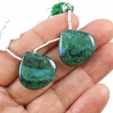 Chrysocolla Drops Heart Shape 20x20mm Drilled Beads Matching Pair