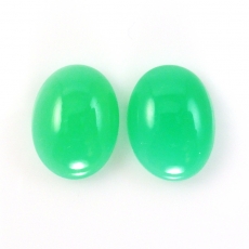Chrysoprase Cab Oval 16X12mm Matching Pair Approximately 16 Carat.