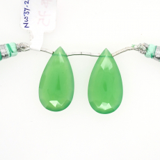 Chrysoprase Chalcedony Drops Almond Shape 28x15mm Drilled Bead Matching Pair