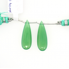 Chrysoprase Chalcedony Drops Almond Shape 30x10mm Drilled Bead Matching Pair