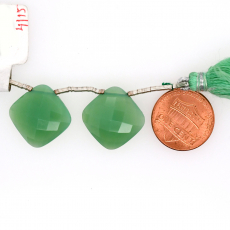 Chrysoprase Chalcedony Drops Cushion Shape 16x16mm Drilled Bead Matching Pair