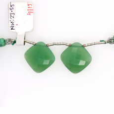 Chrysoprase Chalcedony Drops Cushion Shape 16x16mm Drilled Bead Matching Pair