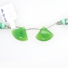 Chrysoprase Chalcedony Drops Fan Shape 15x19mm Drilled Bead Matching Pair