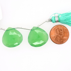 Chrysoprase Chalcedony Drops Heart Shape 20x20mm Drilled Bead Matching Pair