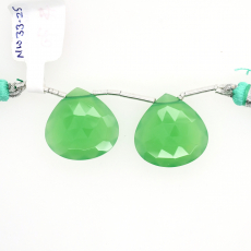 Chrysoprase Chalcedony Drops Heart Shape 20x20mm Drilled Bead Matching Pair