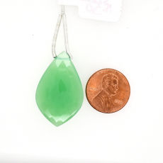 Chrysoprase Chalcedony Drops Leaf Shape 32x20mm Drilled Bead Single Piece