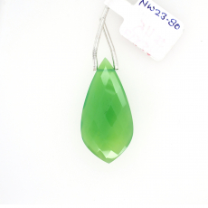 Chrysoprase Chalcedony Drops Leaf Shape 35x17mm Drilled Bead Single Piece
