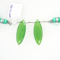 Chrysoprase Chalcedony Drops Marquise Shape 30x10mm Drilled Bead Matching Pair