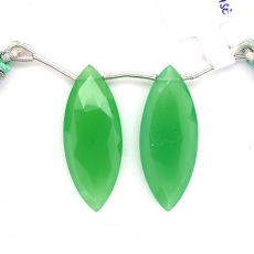 Chrysoprase Chalcedony Drops Marquise Shape 30x12mm Drilled Bead Matching Pair