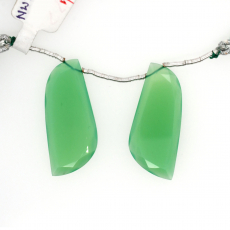 Chrysoprase Chalcedony Drops Wave Shape 34x15mm Drilled Bead Matching Pair
