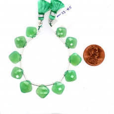 Chrysoprase Drop Cushion Shape 8mm to 10mm Drilled beads 11 pieces line