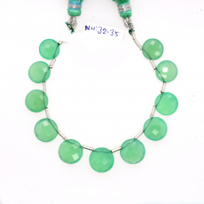 Chrysoprase Drops Coin Shape 8mm to 10mm Drilled Beads 11 pieces