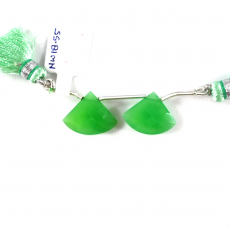 Chrysoprase Drops Fan Shape 15x19mm drilled beads Matching Pair