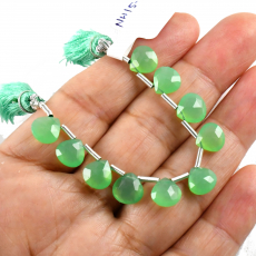 Chrysoprase Drops Heart Shape 8x8mm Drilled beads 10 Pieces Line