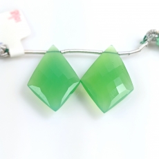 Chrysoprase Sheild Shape Drops 29x17mm Drilled Beads Matching Pair