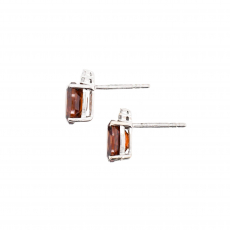 Cinnamon Zircon Oval 4.35 Carat With Diamond Accent Earring Stud in 14K White Gold