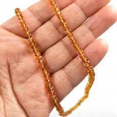 Citrine Beads Roundelle Shape 4mm Accent Bead Ready To Wear Necklace