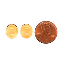 Citrine Cab Oval 12X10mm Matching Pair Approximately 9 Carat.