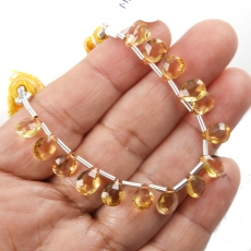 Citrine Drops Almond Shape 8x6mm Drilled Beads 15 Pieces Line