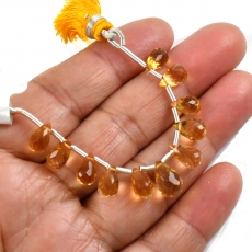 Citrine Drops Briolette Shape 11x6mm to 9x5mm Drilled Beads 11 Pieces Line