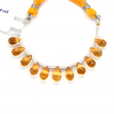 Citrine Drops Briolette Shape 11x7mm to 10x5mm Drilled Beads 11 Pieces Line