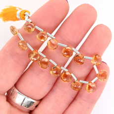 Citrine Drops Heart Shape 6mm Drilled Beads 15 Pieces