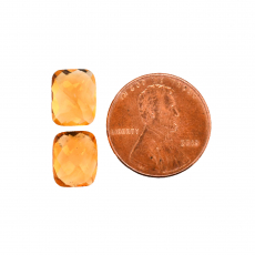 Citrine Emerald Cushion 10x8mm Matching Pair Approximately 6 Carat