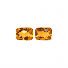 Citrine Emerald Cushion 8x6mm Matching Pair Approximately 2.90 Carat