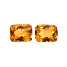 Citrine Emerald Cushion 9X7mm Matching Pair Approximately 4.2 Carat