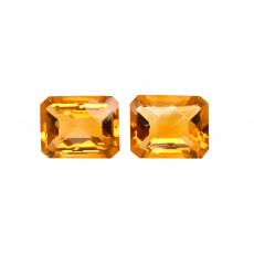 Citrine Emerald Cut 10x8mm Matching Pair Approximately 6.20 Carat
