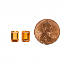 Citrine Emerald Cut 8x6mm Matching Pair Approximately 3.10 Carat