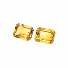Citrine Emerald Cut 9x7mm Matching Pair Approximately 4 Carat