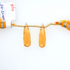 Citrine Hydro Drop Briolette Shape 24x7mm Drilled Bead Matching Pair