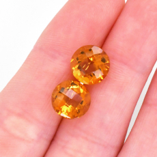 Citrine Round 9mm Matching Pair Approximately 5 Carat